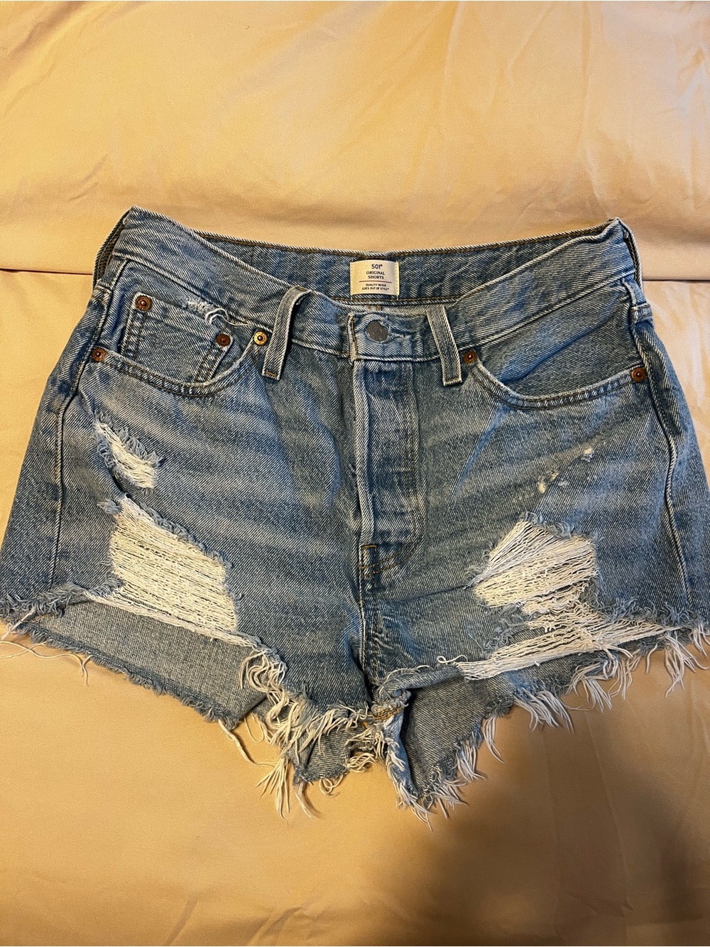 LEVIS Classic Distressed Denim Women’s Shorts - Light Blue